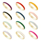 Silver 925 Silver 14K Gold Classic Wedding Ring Enamel Strap Stackable Ring