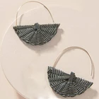 Hoop Earrings Custom Summer Cute Rattan Hoop Earrings Women