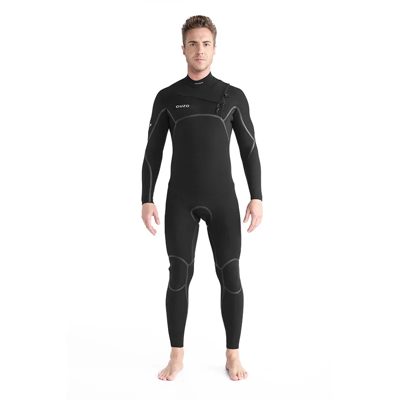 Dropshipping Men Long Sleeve One-Piece 4/3mm Thermal CR Stretch Swimsuit Diving Surfing Wetsuit