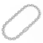 Setting Hop Baguette Necklace 16mm Baguette Zirconia Prong Setting Bling Iced Out Link Necklace Hip Hop Jewelry