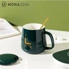 Mug Gift MONAZONE Office Mug With Heating Base Creative Mug Ceramic Coffee Cup Gift Box