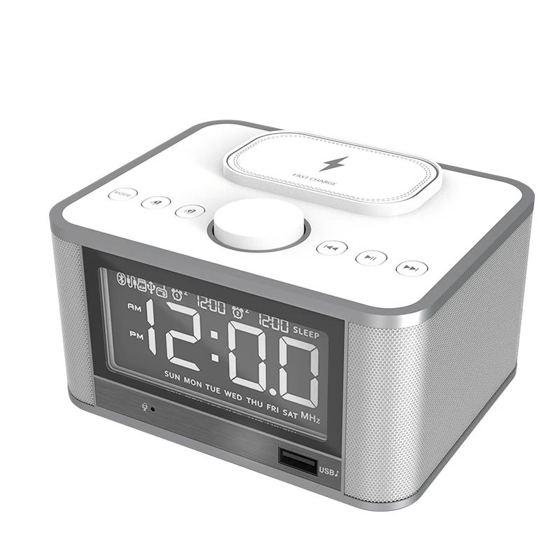 Black Richer-R Bluetooth Speaker,Speaker Portable Bluetooth Wireless Music Speaker with LED Time Display Clock Alarm Loudspeaker,Wireless Alarm Clock Bass Sound Speaker 