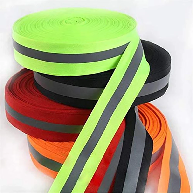 Reflective Clothes Sewing Ribbon Florescent Luggage Strip Warning Safety Tape 