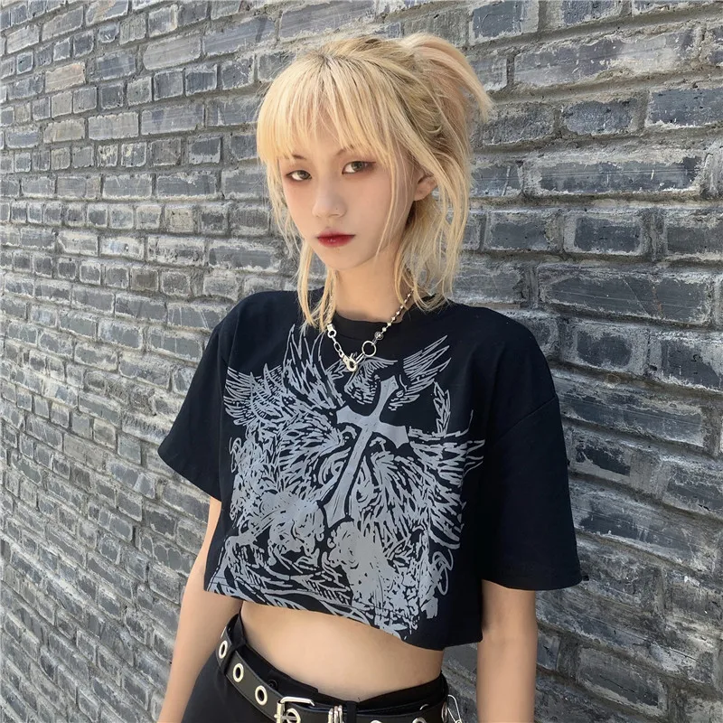 Custom Print Summer Tee Goth Clothes 