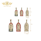 Pendant Gold Pendants Religious Jewelry Virgin Mary Pendant Gold Zircon Crystals Charms Necklace Pendants