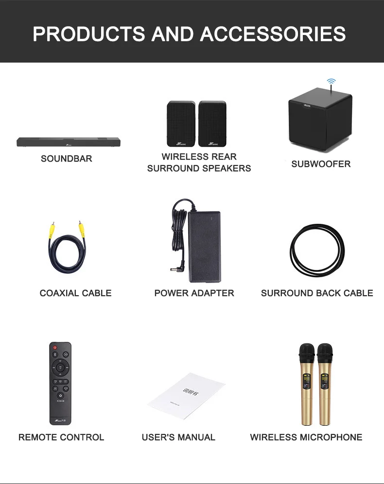 5.1 Wireless Home Theater Surround Sound System For Tv With Rear