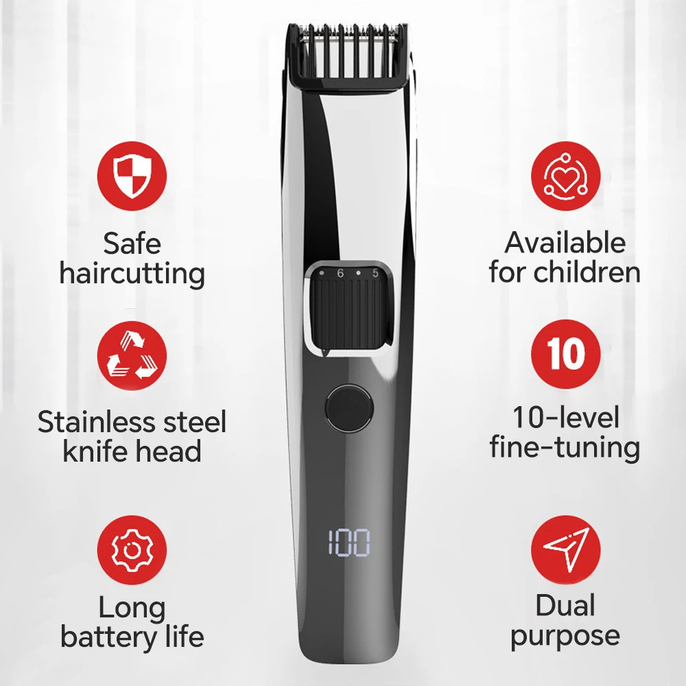 USB Rechargeable Adjustable Comb Digital Display Electric Hair Clipper supplier
