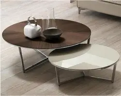 Modern Simple Style Living Room Furniture Round Marble Top Nesting Coffee Table Set Tea Table