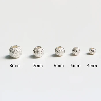 Wholesale 925 sterling silver accessory decorative pattern dull polish bead in circle shape for bracelet and necklace making