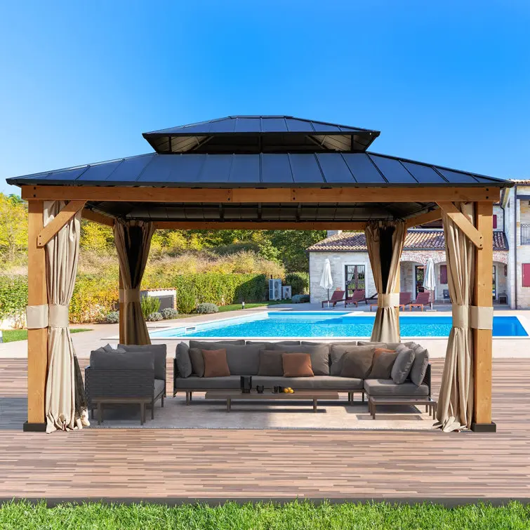 2023 Hot Sell Wood Gazebo With Roof Cheap Aluminum Outdoor Gazebo