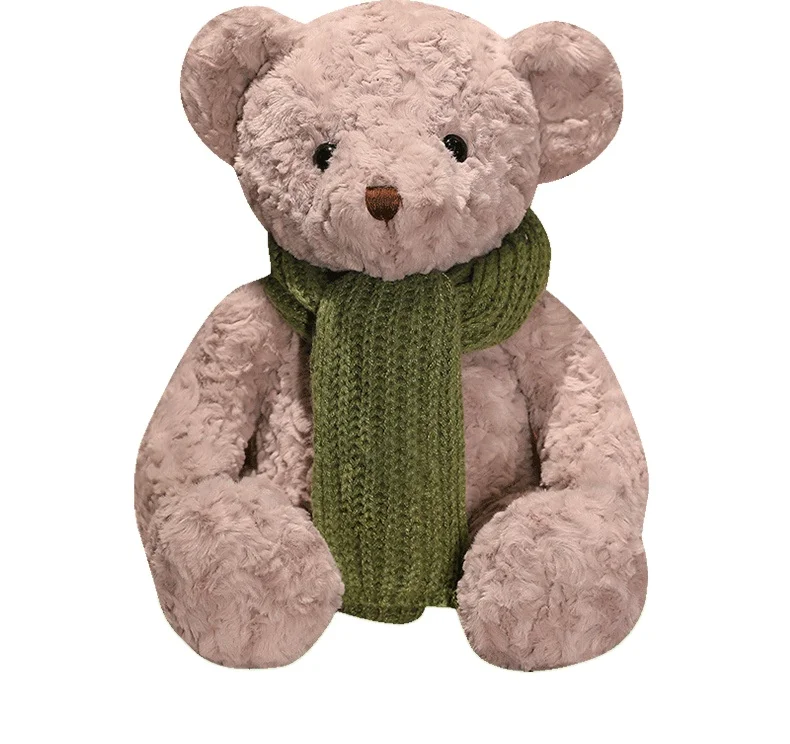 Teddy bear scarf plush toy custom bear high quality OEM logo available 13inch cute stuffed plush bear toy