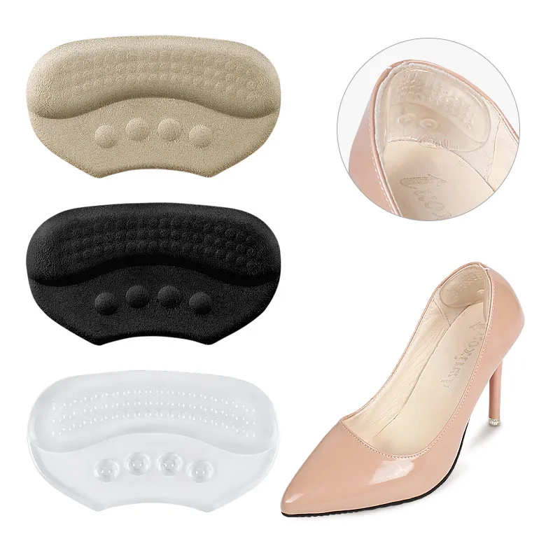 Heel Cushion Inserts Reusable Soft Shoe Inserts Heel Cushion Pads Self-Adhesive Foot Care Protector Grips Liners Loose Shoes Heel Pain Relief Bunion Callus Blisters- 6 Pairs Clear 