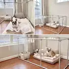 Pet Dog Indoor And Outdoor Modern Portable Foldable Metal Pet Dog Fence Glass Pet Fence Panels Dog Bed Home House