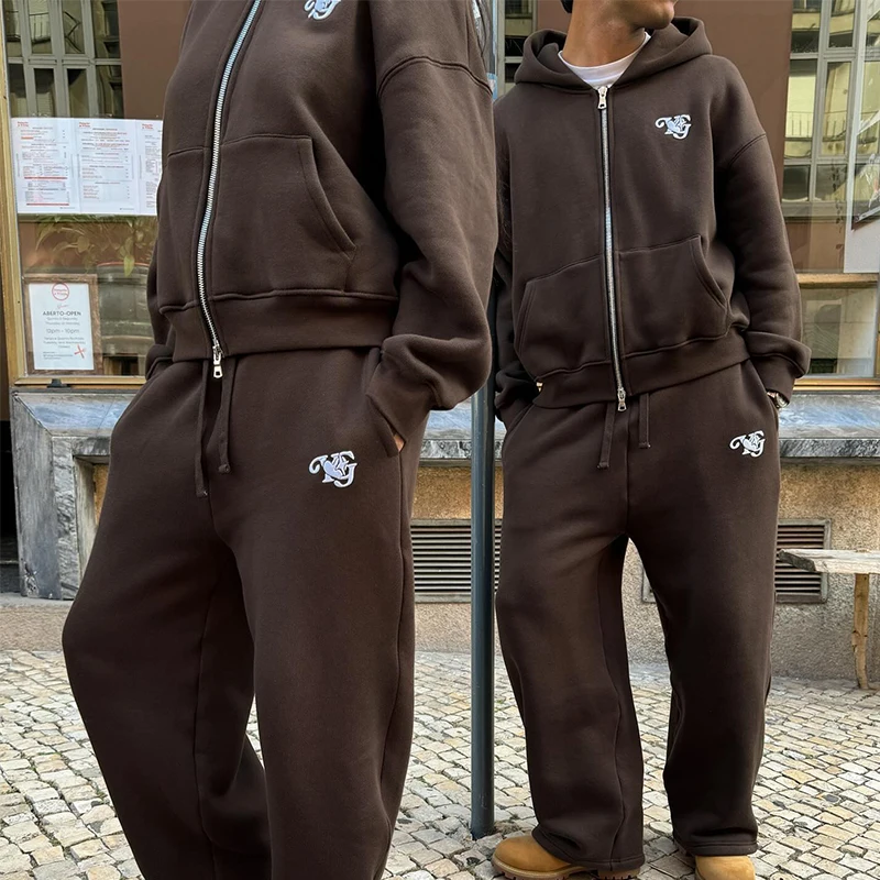 Custom 3D Embroidery Streetwear Tracksuit with Oversized Hoodie and Sweatpants Set in XXS-5XL Custom Size