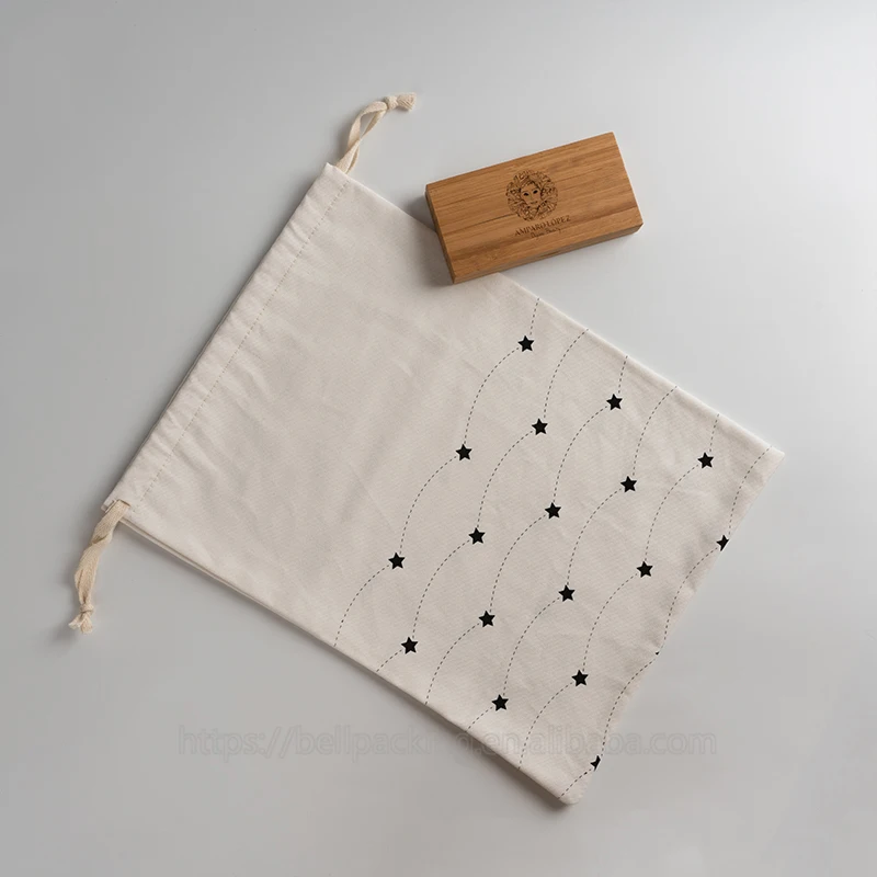 High End Cotton Twill Purse Hat Drawstring Packaging Bag Soft Scarf Belt Storage Pouch