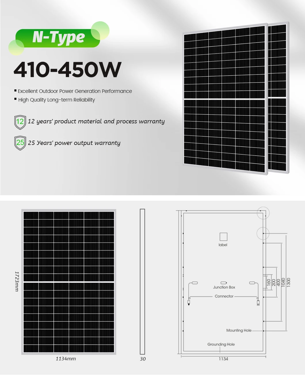 Hot Selling N Type Topcon W W W W W Monocrystalline N