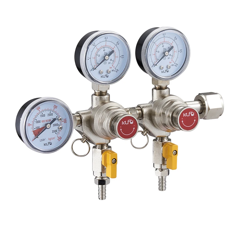 Economy Beer CO2 Regulator Dual Body Pressure Reducing Valve CGA320 G5/8 W21.8 Inlet manufacture