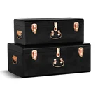 Metal Tin Box Metal Sets Of 2 Simple European Style Storage Decorative Metal Storage Tin Trunk Box