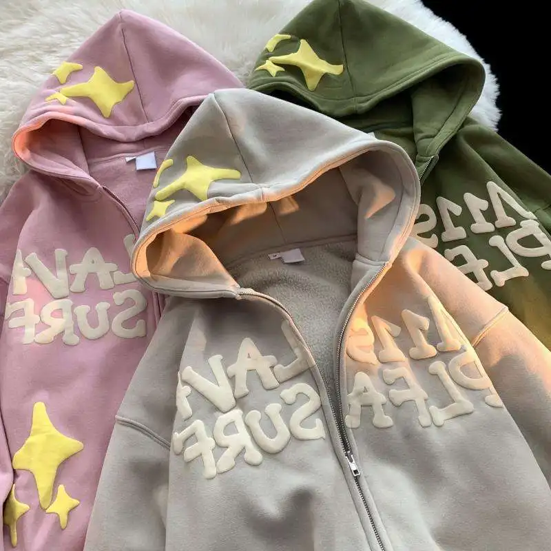 Wholesale Winter 100% Cotton 400 450 460 Gsm Oversize Heavyweight 3d for Custom Chenille Embroidery Long Sleeve French details