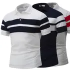 Custom OEM 100% cotton stripe colorblock mens polo t shirt