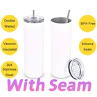 Skinny 20oz Sublimation Wholesale Stainless Steel Straight Skinny 20oz Blanks Tumbler Sublimation With Lids Straw