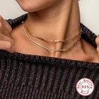 Sterling Silver ROXI Fashion S925 Sterling Silver Tennis Splice Paper Clip Chain Necklace 18k Gold Jewelry