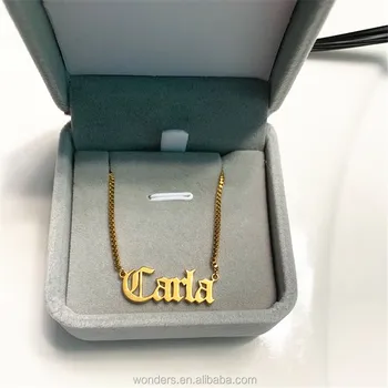 Old English Custom Name Necklace Jewelry Gold Plated Box Chain Necklaces For Women Men Girls