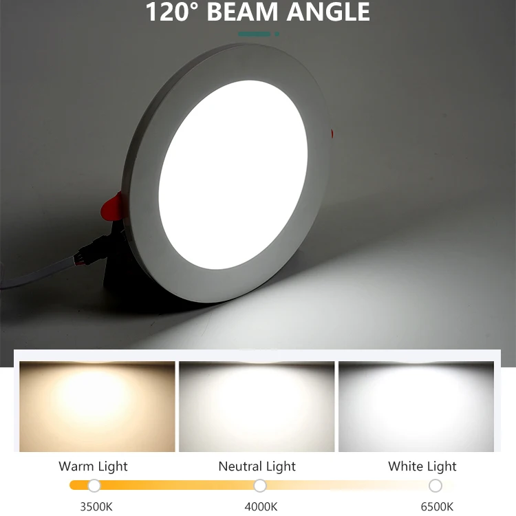 Factory new circular aluminum two-color adjustable 3+3w 6+3w 12+4w 18+6w SKD ceiling recessed Led panel light Home office