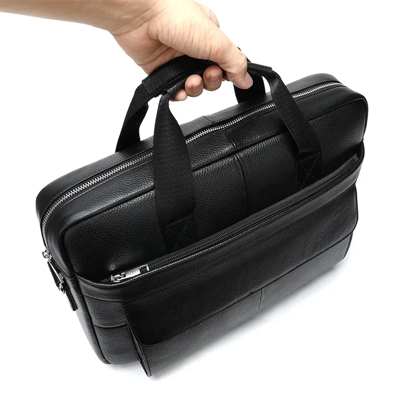 Wholesale custom logo men genuine Leather laptop case executive business messenger bag briefcase