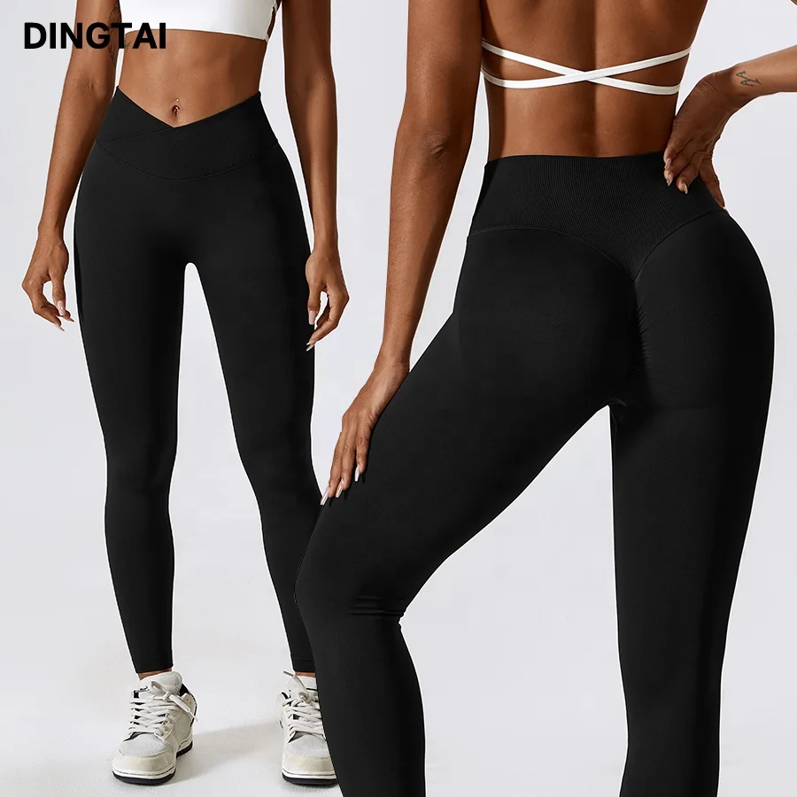 Outdoor Front Cross Sportswear Fitness Gym Clothing Women's High Waisted Workout Seamless Leggings