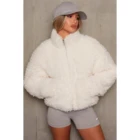 Coat Hot Sale White Fur Collar Women Winter Coat Warm Women Hooded Coat Wool Coat