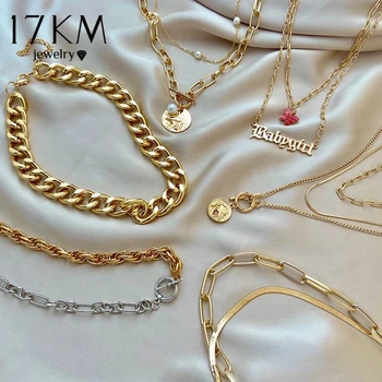 Fashion Asymmetric Locket Necklace for Women Twist Gold Silver Color Chunky Thick Lock Choker Chain Necklaces