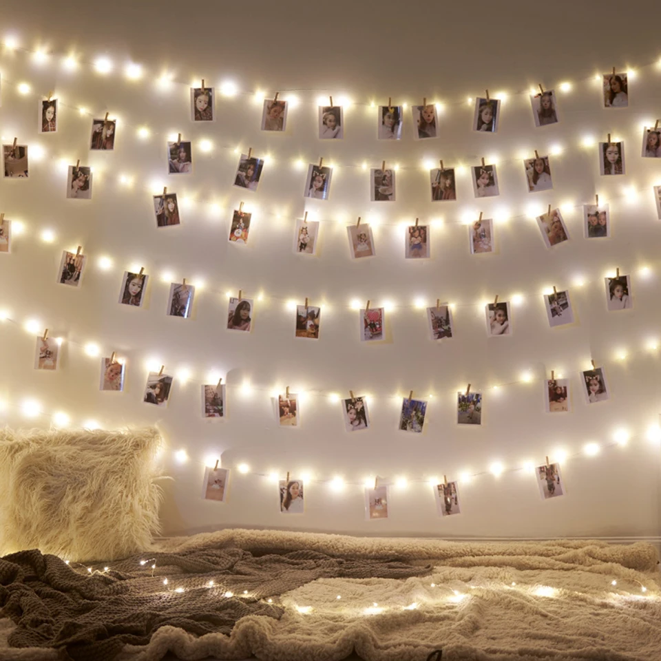 10M Photo Clip Led String Fairy Lights Battery Party Christmas for Home Room Bar 