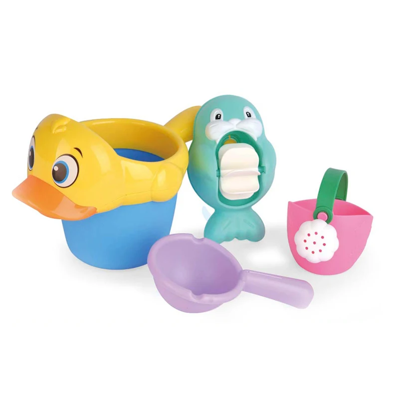 Wholesale lovely water ladle bucket custom duck toddler baby bath toys