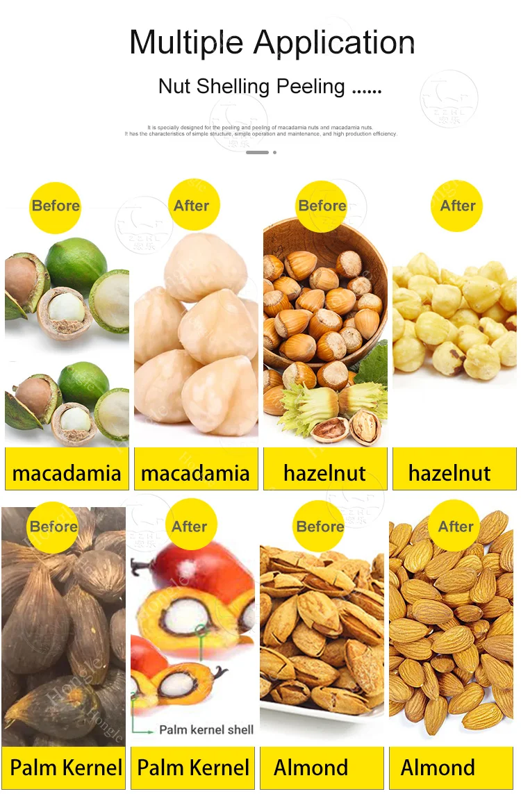 Manufacturer Hazelnut Almond Hulling Peeling Machine Macadamia Cashew Pecan Nut Plam Kernel Shelling Machine supplier