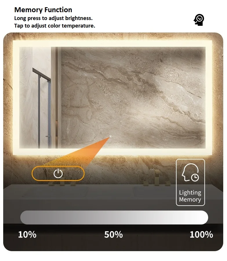 Modern Illuminated Backlit Lighted Decorative Rectangle Bathroom LED Mirror Wall Mounted Lighted Mirror