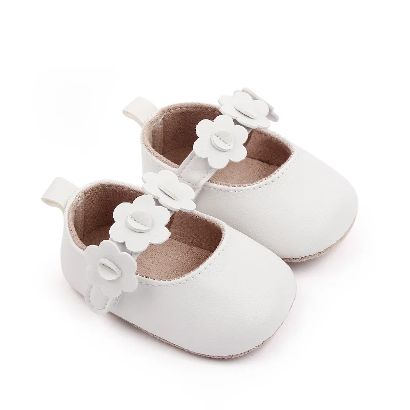 Baby Girl PU Small Leather Shoes Solid Color Small Flower comfort Infants Soft Soled Toddler Shoes factory