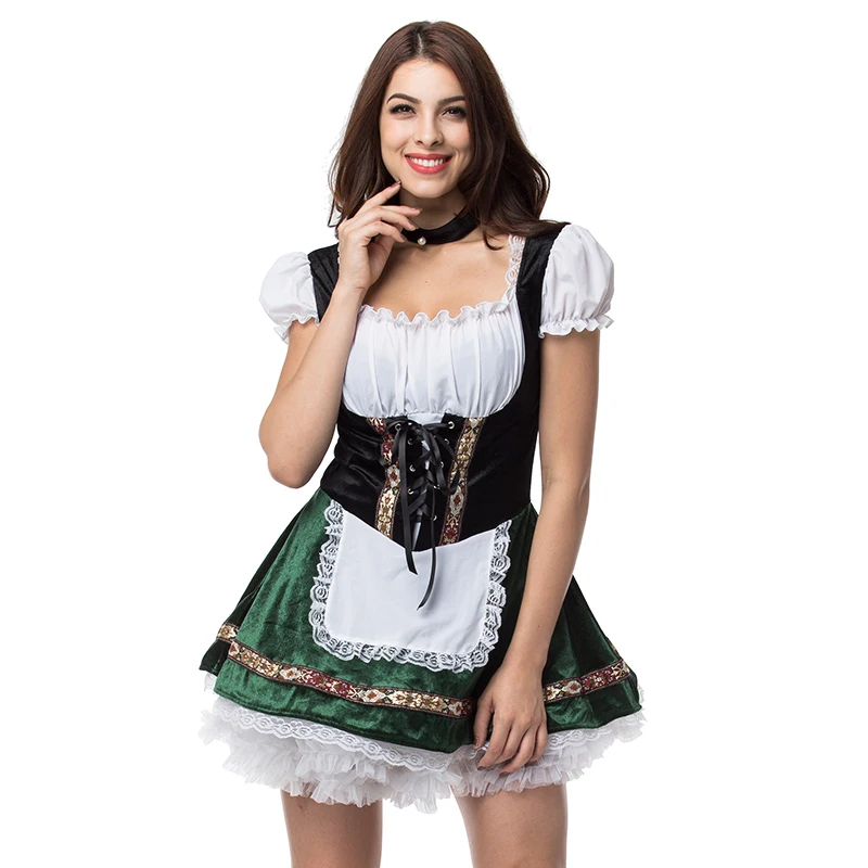 Women's Anime Cosplay French Apron Maid Fancy Dress Costume Oktoberfest Dress 