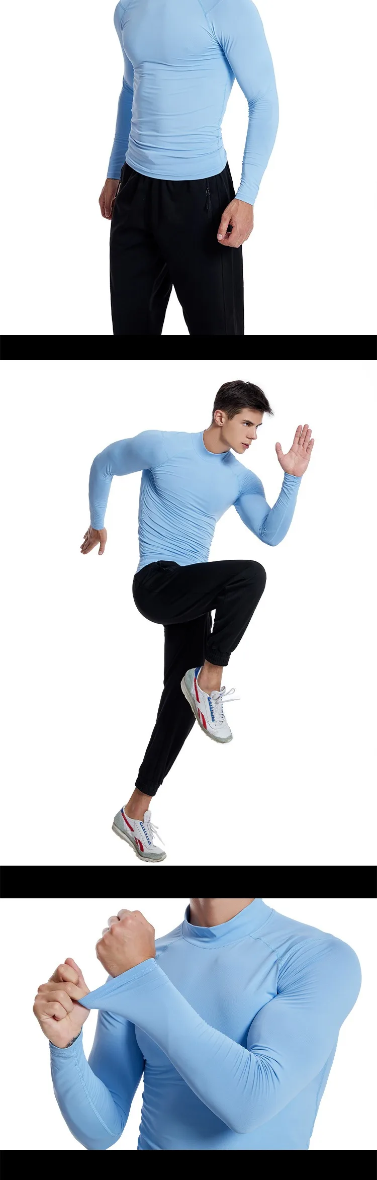 Stand Collar Tights Men's Sports Long Sleeve T Shirt Quick-Drying Fitness Clothes Ball Running Training Bottoming T Shirt