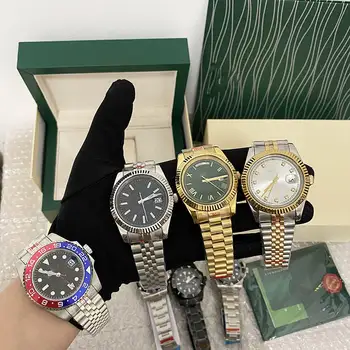 Fashion men designs stainless steel bracelet plated 18k cuff watch band bracelets Watch and Watch Box for Rolex