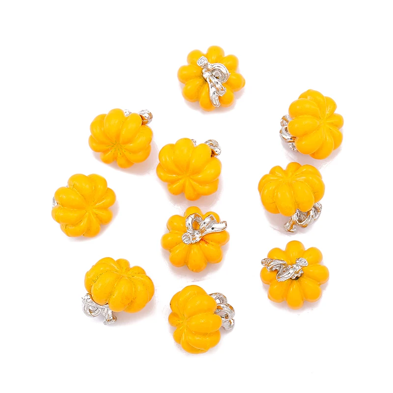 Halloween Jewelry Paint Pumpkin Charms Food Metal Pendant Earring DIY Fashion Jewelry Accessories 10*11MM W54