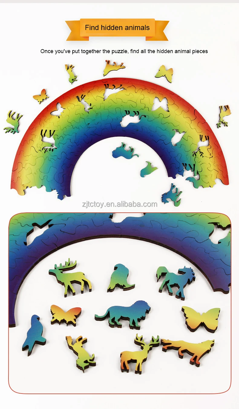 Niestandardowe 119 szt. Tęczowa drewniana układanka Wczesna zabawka edukacyjna dla dorosłych i dzieci Chłopcy i dziewczęta Dorośli dostawca