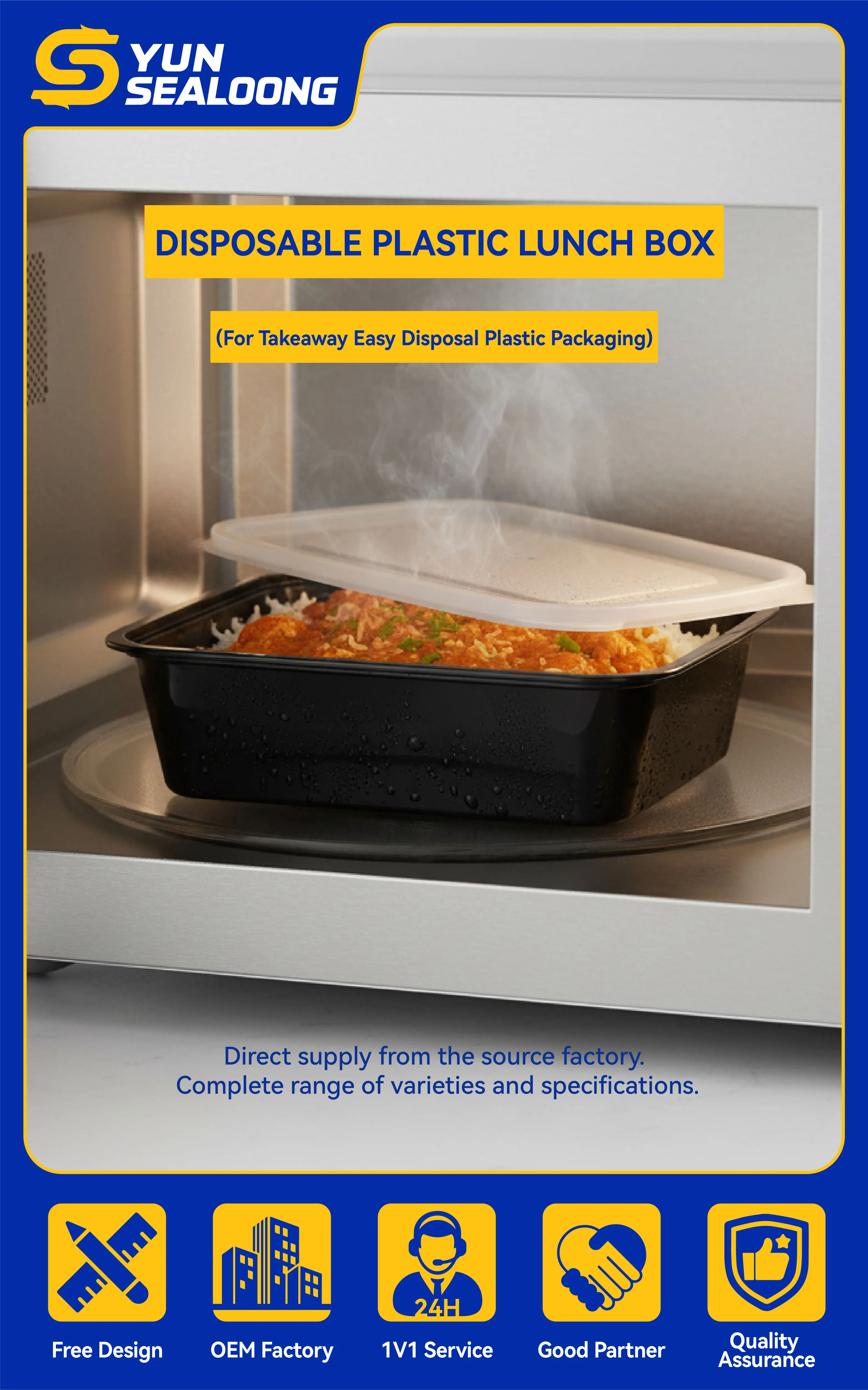 Convenient Disposable Plastic Lunch Box and Bowl for Takeaway Easy Disposal Plastic Packaging