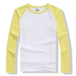 Spring and Autumn High Quality Fashion Men's 210g Raglan Long Sleeve Solid Color Blank Round Neck T-Shirt Versatile Bottoming Sh