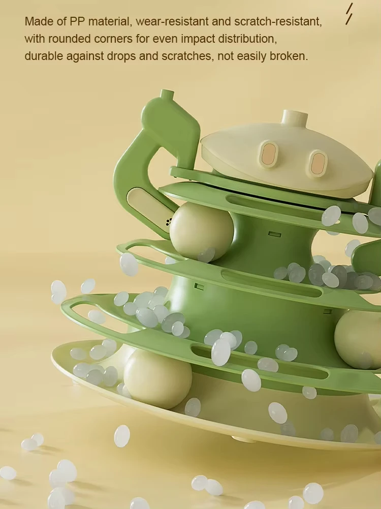 New 4-in-1 Cat Turntable Leaky Food Toy Jiggle Ball with Feather Teasing Stick Four-story Cat Tower Track Cat Toy Pet Products manufacture