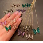 Diamond Pendant 2021 Colorful Necklace Women Charm Diamond Crystal Pendant Gold Butterfly Necklace