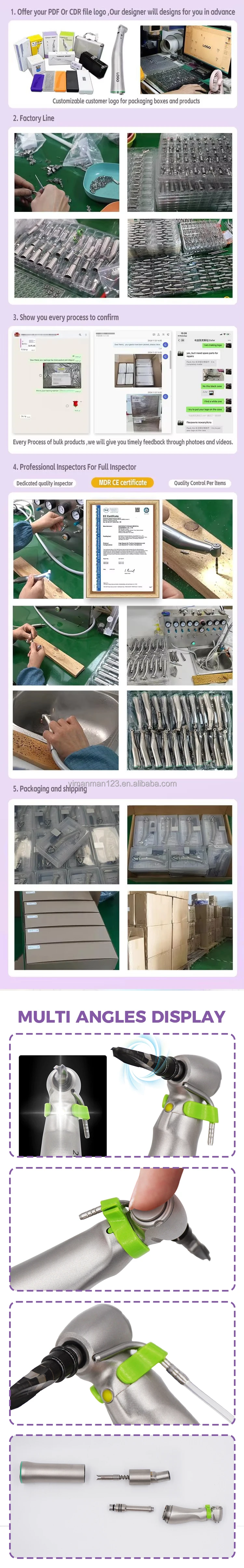 Dental Implant Stainless Steel Low Speed Implant Handpiece 20:1 LED E-generator Contra Angle Push Button Surgical Reduction details
