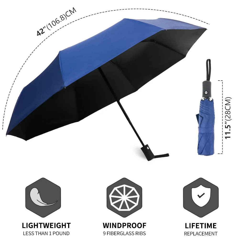 Auto Open Folding Travel Umbrella Wholesale Black UV Sunshade Compact Logo Custom Color Small Umbrella