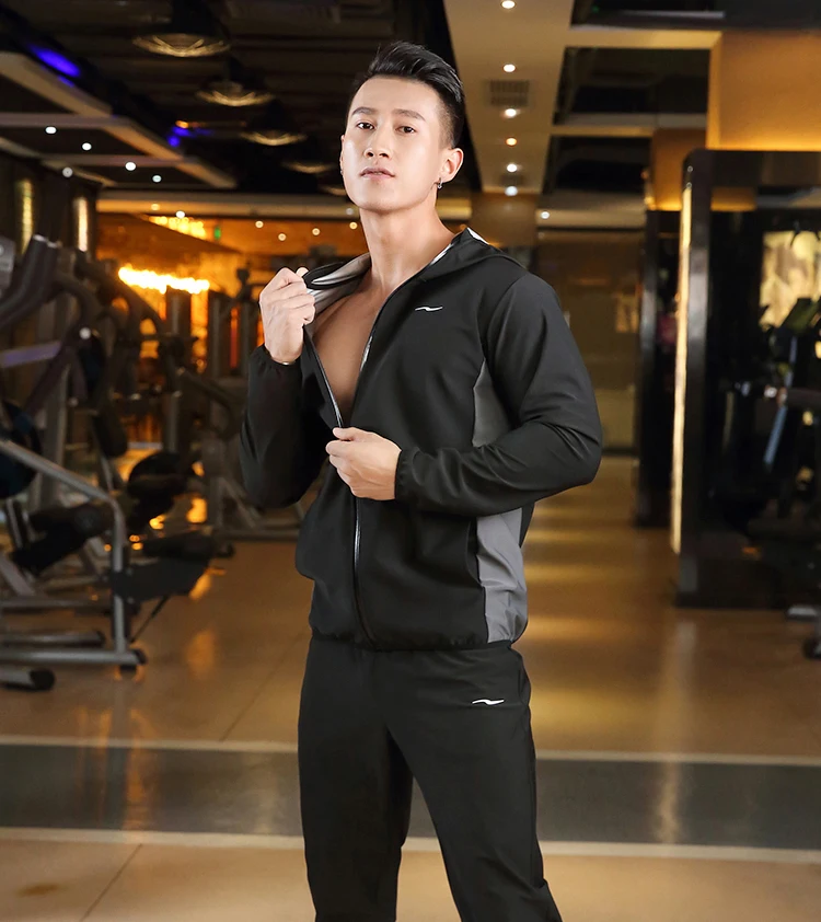 Running Jacket Men Zipper Hooded Long 