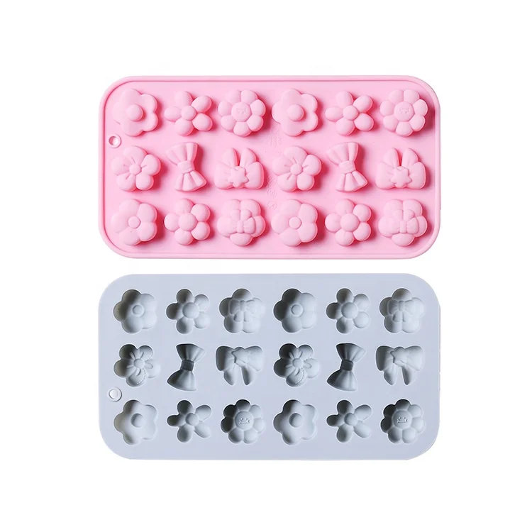 18 cavities flower bow shaped silicone moulds cake decorating fondant molds soap   mold for soap making cake tool